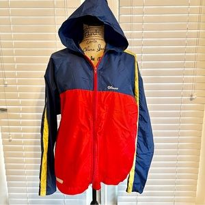 Vintage Etonic Jacket Mens Large Red Color Block Zip Up Golf Wind Breaker Jacket